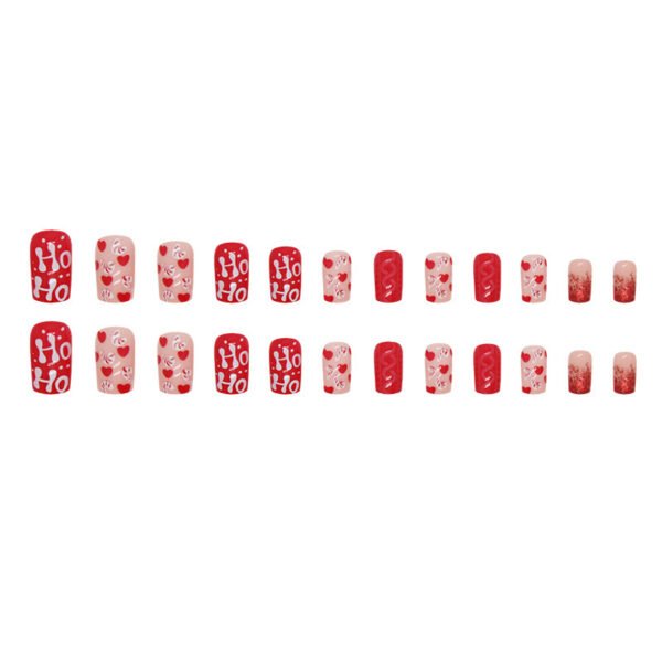 Red Christmas Nail Art Love Glitter Fake Nails Nail Art - Image 5