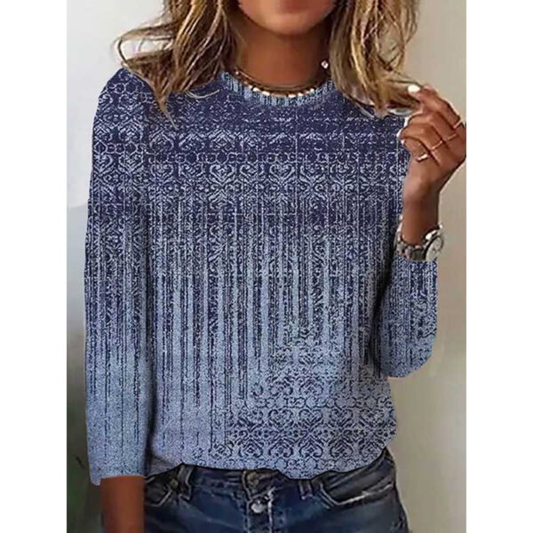 Women's Vintage Floral Print Long Sleeves T-shirt - Image 9