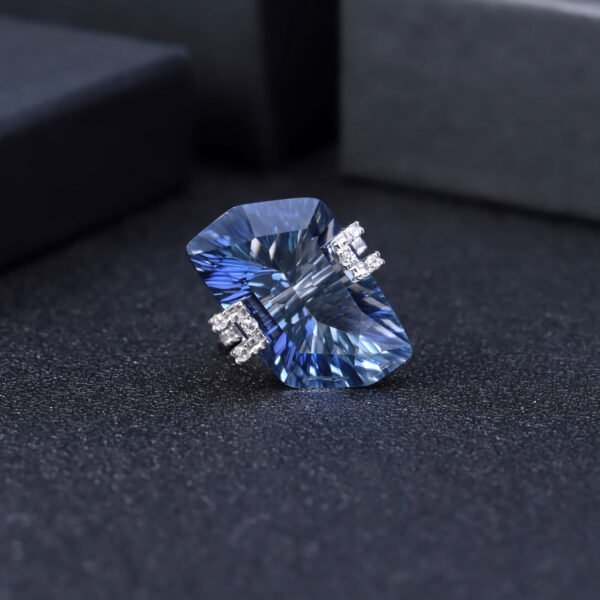 Sterling Silver Inlaid Special-shaped Natural Color Treasure Ring - Image 4