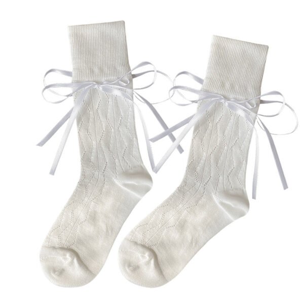 Thin French Ribbon Bow Tube Socks For Children - Image 5