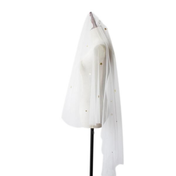 Star Style Hand Sewn Metal Combed Bridal Veil - Image 3