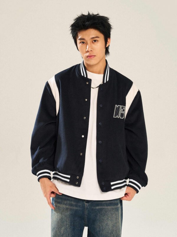 Contrast Color Embroidered Couple's Baseball Uniform Jacket Coat - Image 5