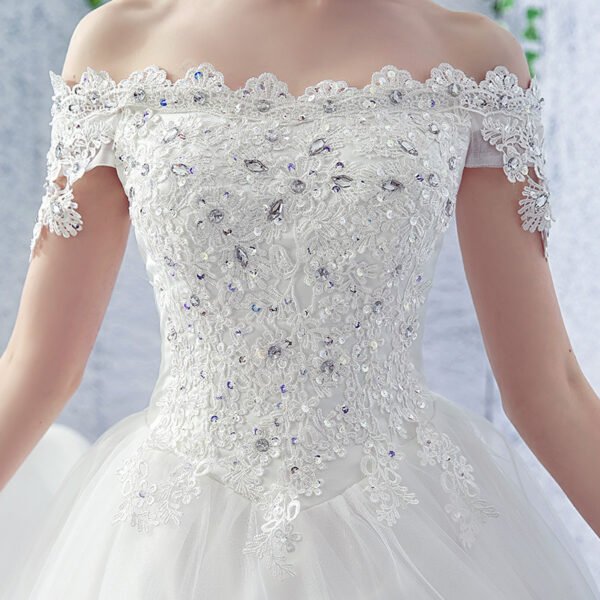 Wedding Dress Bride One-shoulder Trailing French Veil Hepburn Female - Image 4