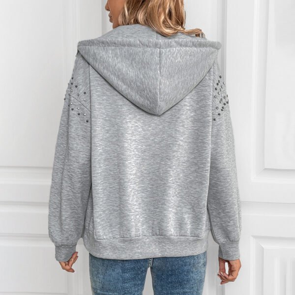 Hooded Long Sleeve Sweater Rivet Fashion Women - Image 3