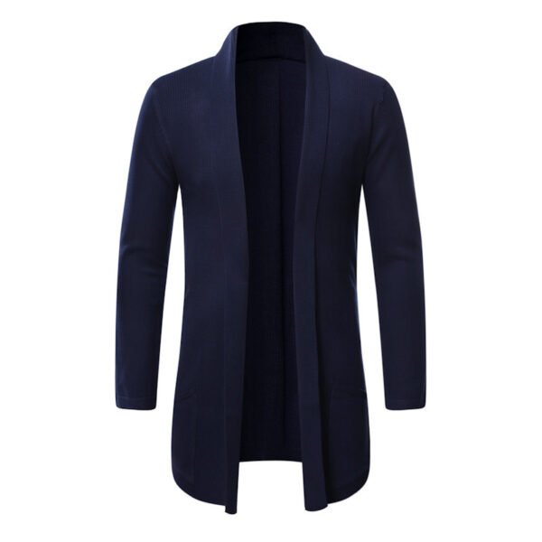 Fall Mid-length Trench Coat Knitted Cardigan Sweater - Image 3