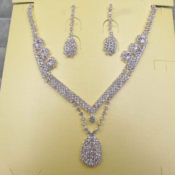 Europe And The United States Foreign Trade   Drill Water Drop Shape Bridal Necklace, Earrings Set Wedding Jewelry Wedding Accessories Wholesale - Image 3