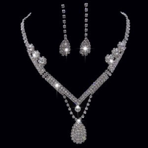 Europe And The United States Foreign Trade   Drill Water Drop Shape Bridal Necklace, Earrings Set Wedding Jewelry Wedding Accessories Wholesale