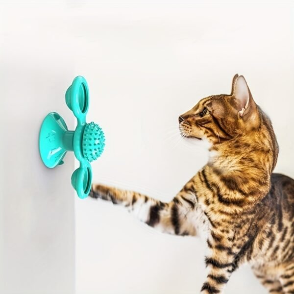 Rotating Windmill Cat Toy with Suction Cup & Catnip - Image 6