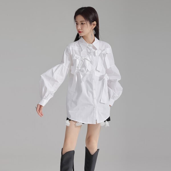 New Women's Bow White Shirt - Image 2
