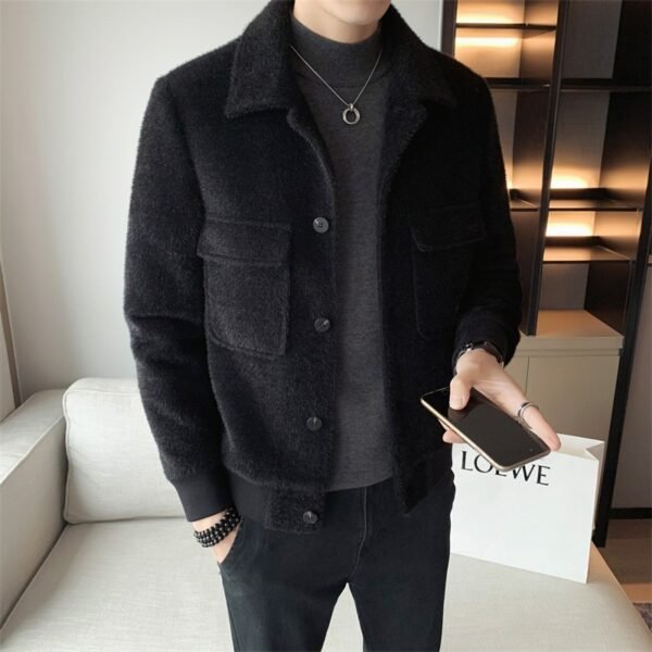 Golden Mink Velvet Lapel Fur Coat - Image 5