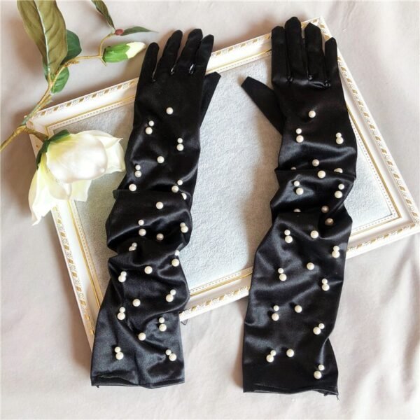 Summer Thin Bridal Pearl Mesh Gloves - Image 5