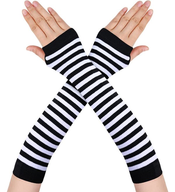 Fingerless Oversleeve Dark Lolita Striped Cross Long Cosplay Oversleeve Sheath - Image 4