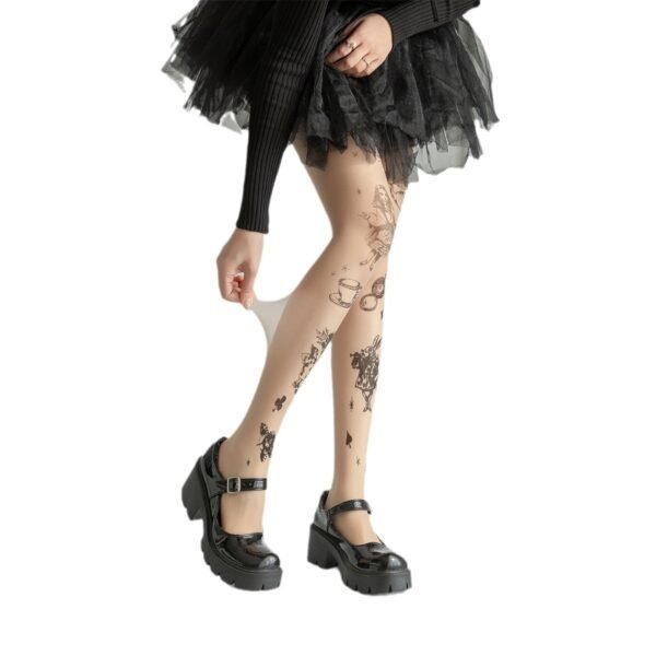 Spring And Summer Commuter Alice Lolita Tattoo Stockings - Image 4