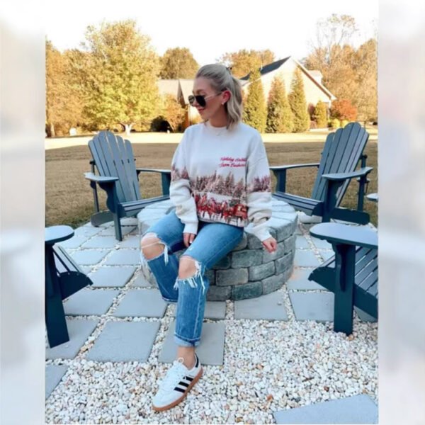 Women's Sweater Sweatshirt Round Neck Pullover Long Sleeve - Image 3
