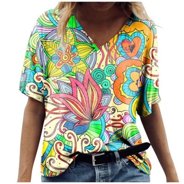 Short Sleeved T-shirt Printed On Women's Clothing - Image 8