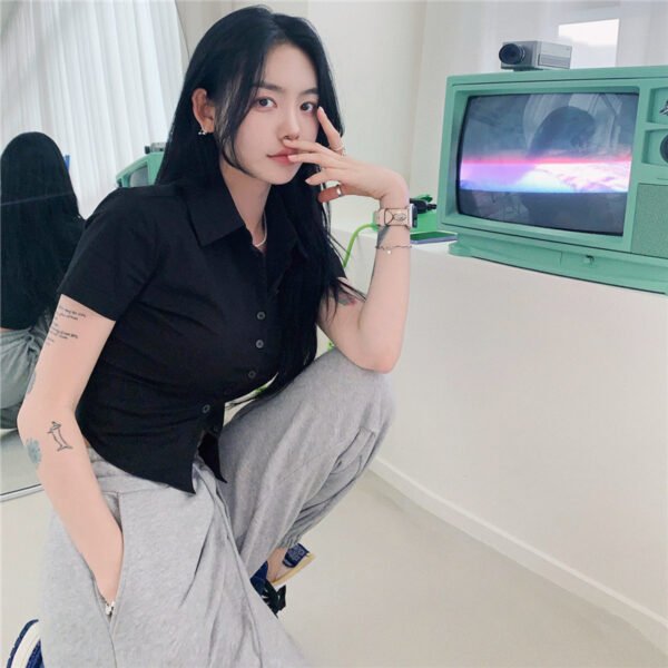 Summer Pure Desire Waist Sexy Hot Girl Shirt Short Sleeve - Image 4