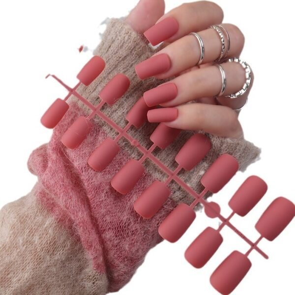 Solid Color Long Square Head Frosted Nail Stickers - Image 5