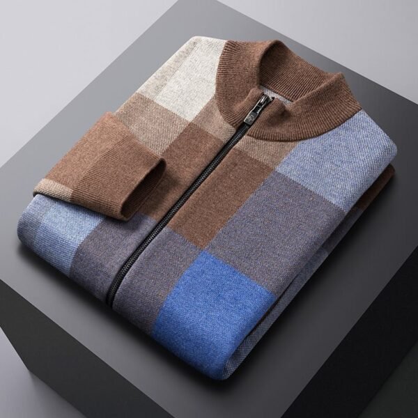 Autumn Striped Color Matching Cardigan Men's Knitting Sweater Versatile Loose - Image 4