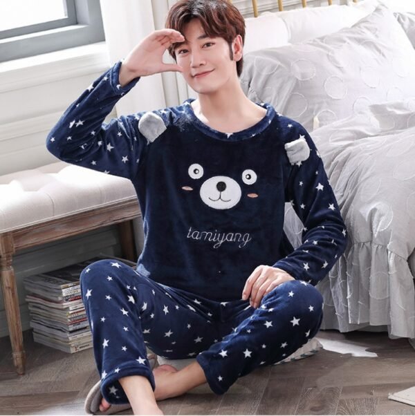 Coral Velvet Thickened Plus Velvet Cartoon Men's Pajamas - Image 2