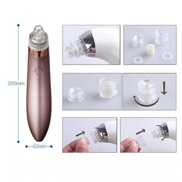 Electric Blackhead Vacuum Pore Cleaner Acne Pimple Remover Strong Suction Tool Electric Blackhead Remover Pore Vacuum Suction Diamond Dermabrasion Face Cleaner - Image 4