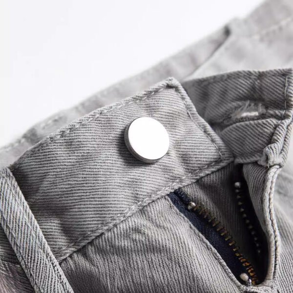Boys Light Gray Ripped Straight Pants Denim Trousers - Image 2