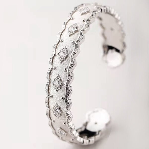 Silver Gold Plated Court Diamond Inlay Bracelet - Image 3