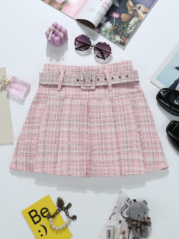 Tweed Bright Silk Plaid Skirt Women's High Sense A- Line - Image 7