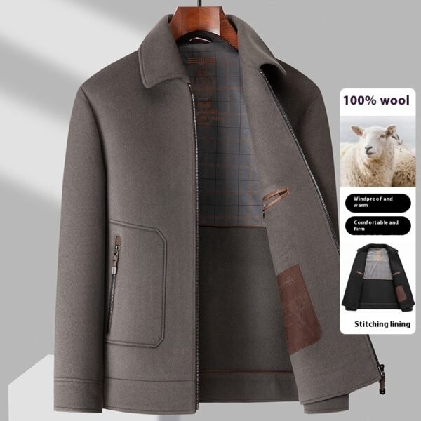 Casual Detachable White Duck Down Liner Lapel Pure Wool Jacket - Image 6