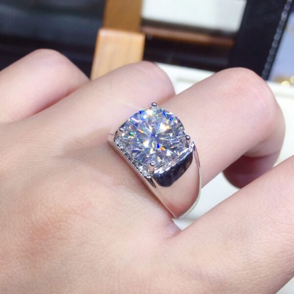 Men's 5 Karat Eight Hearts And Eight Arrows Plated PT950 Simulation Moissanite Open Ring - Image 10