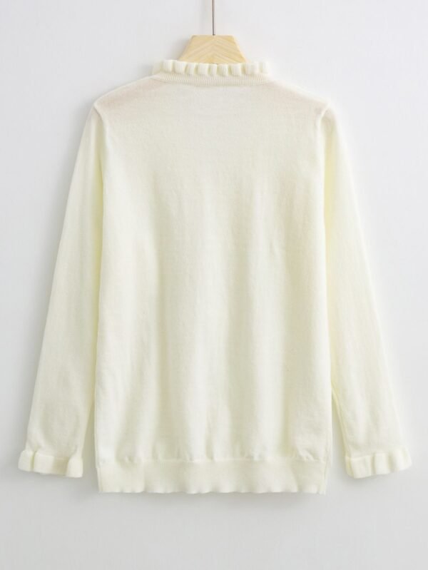 Long Sleeved Ruffled Women's Knitted Sweater - Image 5