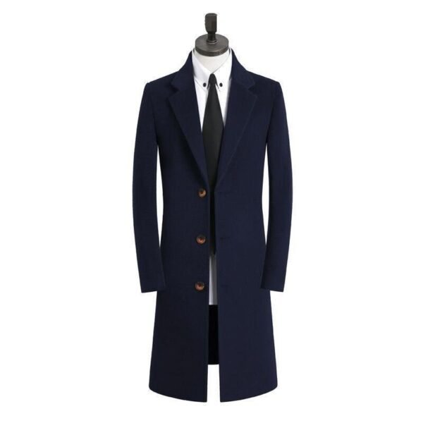 Men's Medium Long Woolen Coat - Image 7
