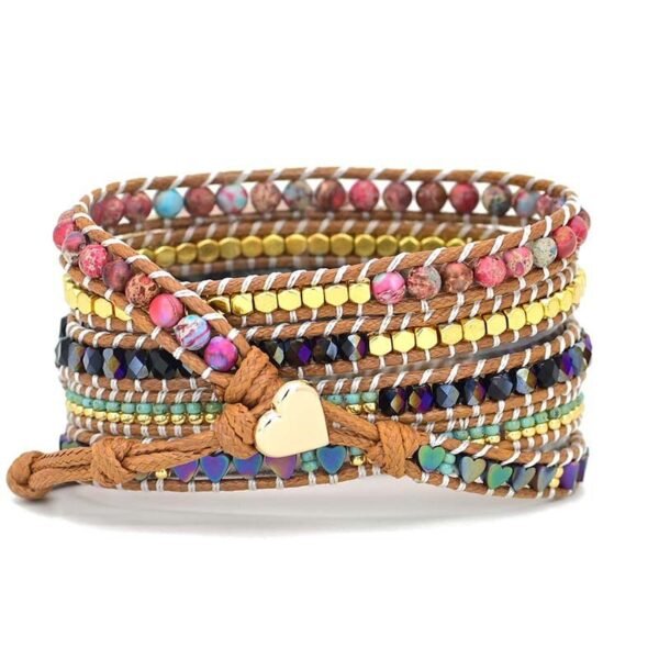 Love Black Gallstone Rice Bead Woven Watch With Bracelet - Image 2