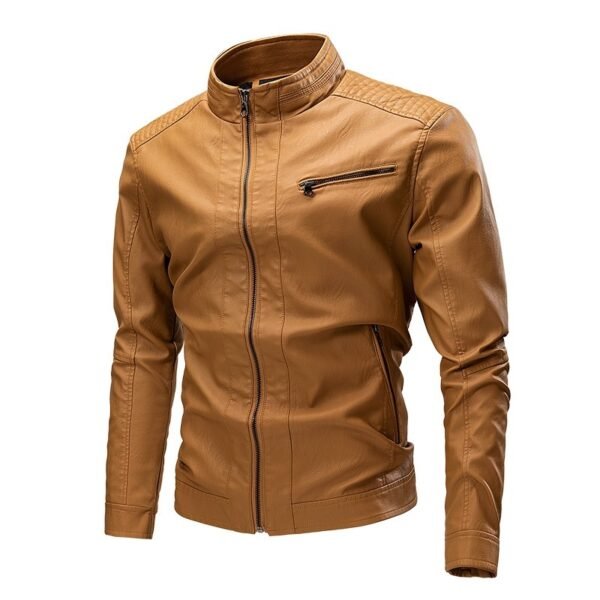 Spring And Autumn Cross-border Casual Men's Leather Clothing Stitching Motorcycle Retro Fashion Leather Jacket Coat - Image 9