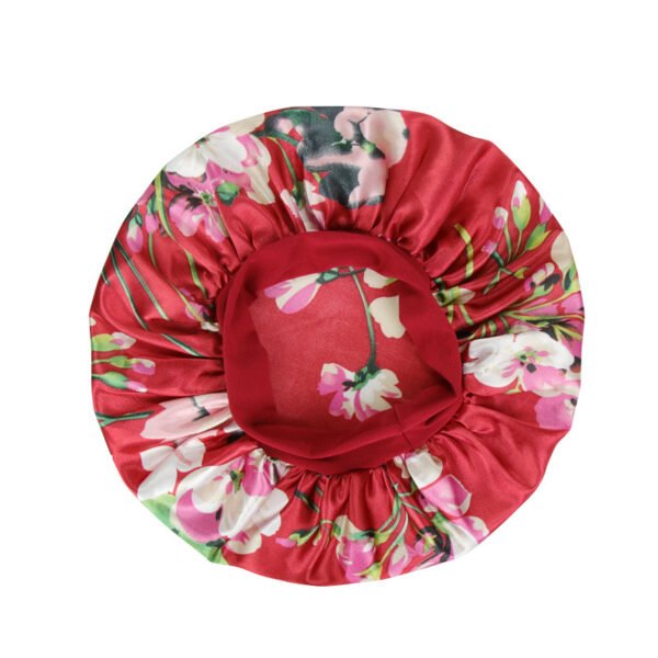 New Satin Print Nightcap Wide-brimmed Elastic Shower Cap - Image 6