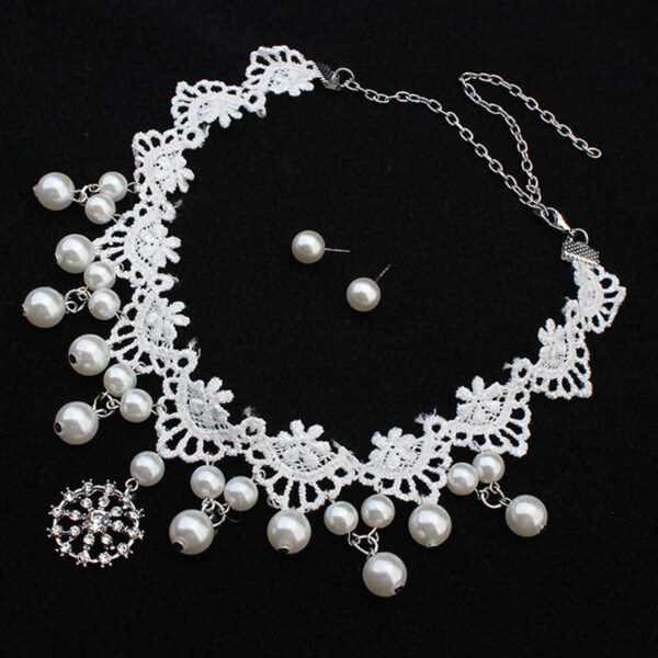 European fashion elegant jewelry bride wedding accessories necklace pearl necklace set of high-end super cost-effective package - Image 2