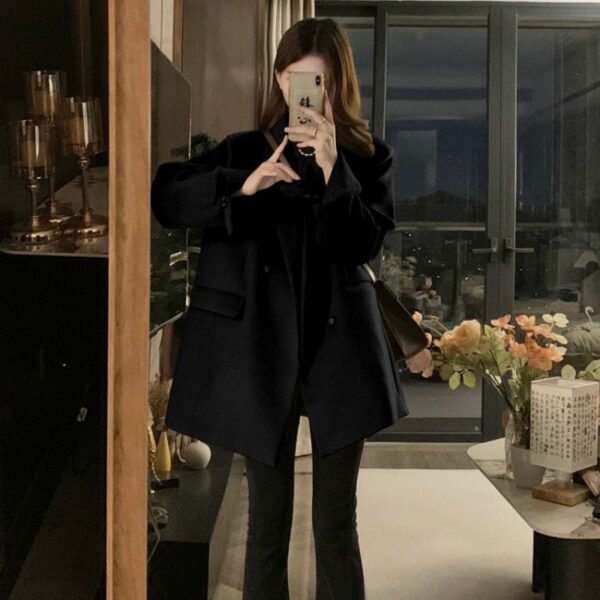 Retro Small Loose Thick Woolen Coat - Image 7