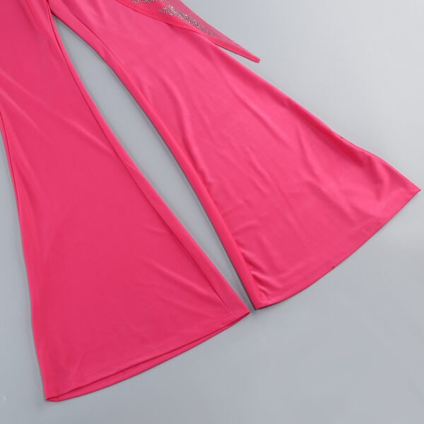 Elegant Deep V-neck Long Sleeve Slim Fit Rhinestone Sequined Jumpsuit - Image 7