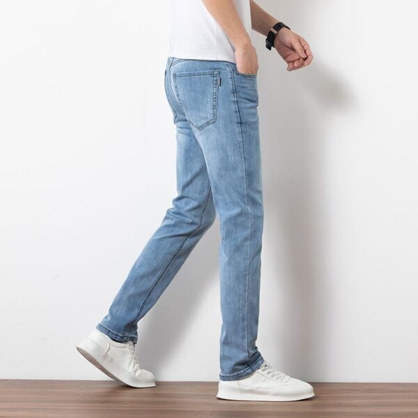 Loose Youth Straight Slim Fit Elastic Trend Men's Jeans - Image 2