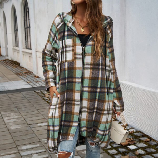 Contrast-Color Hooded Coat - Image 2