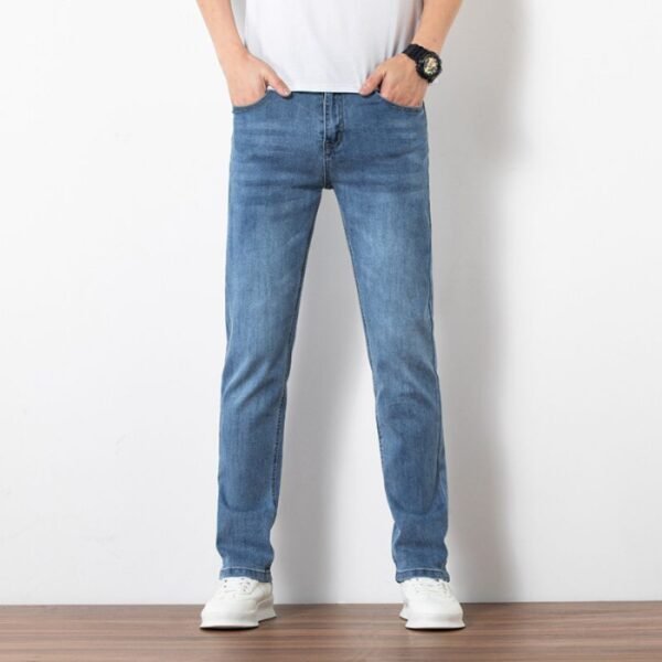 Loose Youth Straight Slim Fit Elastic Trend Men's Jeans - Image 7