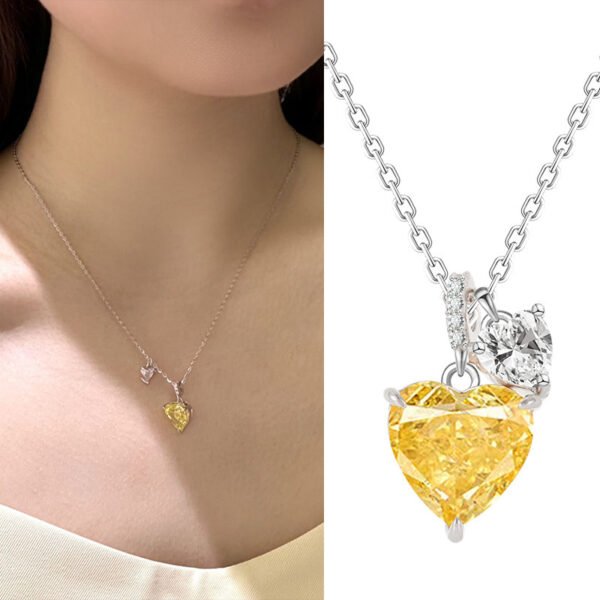 Heart Necklace Cold Wind Simple Personality Yellow Diamond - Image 2