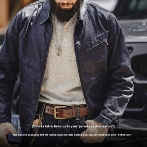 American Retro Four-generation Canvas Oil Wax Jacket Amekaji Tough Guy Zipper Short Coat