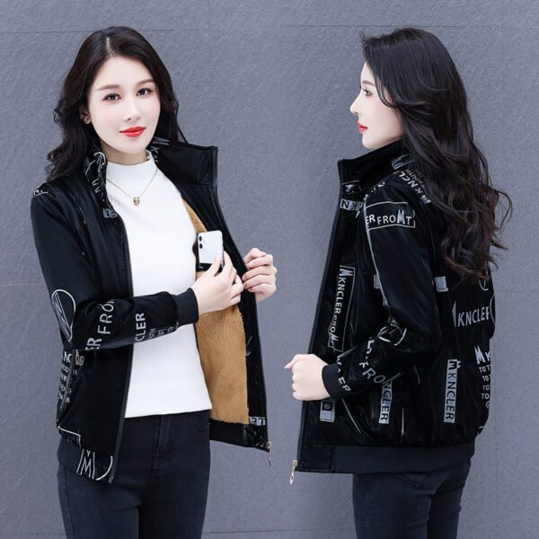 Disposable Glossy Surface Shell Jacket Fleece-lined Thickened Slim Fit - Image 3