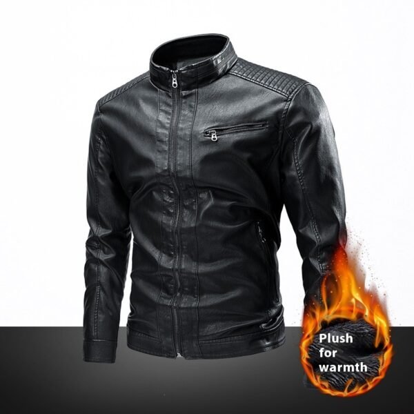 Spring And Autumn Cross-border Casual Men's Leather Clothing Stitching Motorcycle Retro Fashion Leather Jacket Coat - Image 10