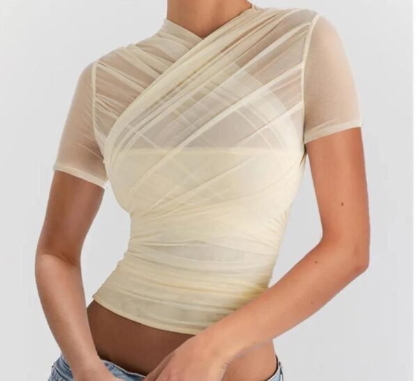 Mesh Stitching Padded Strap Vest For Women - Image 3