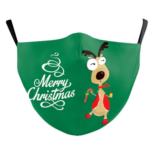 Christmas Green Digital Printing Windproof Double Layer Dustproof Mask - Image 3
