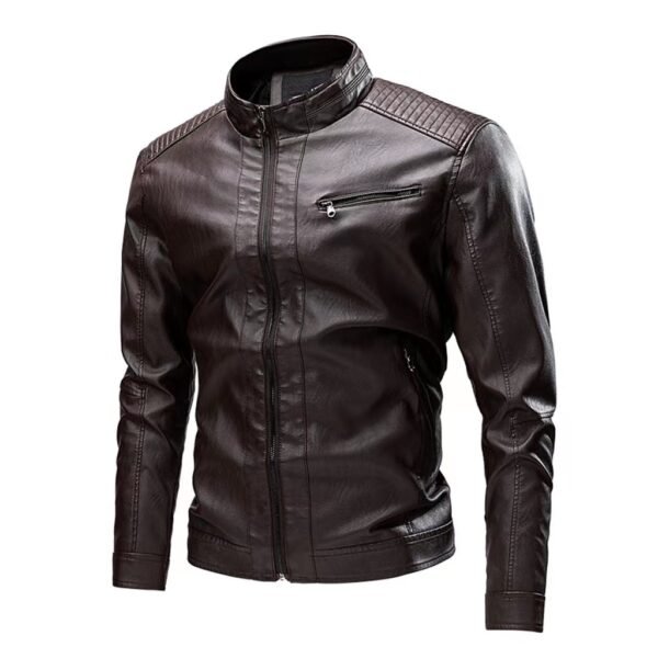Spring And Autumn Cross-border Casual Men's Leather Clothing Stitching Motorcycle Retro Fashion Leather Jacket Coat - Image 4
