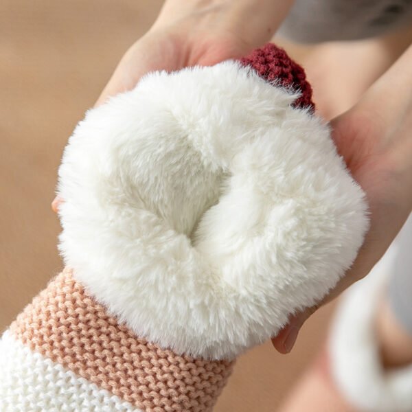 Women's Color-matching Knitted Plush Floor Socks Home Indoor Warm Non-slip Carpet Socks Winter Fashion - Image 6