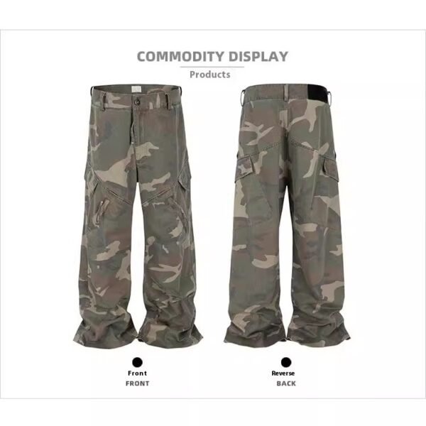 Loose Wide Leg Camouflage Slightly Flared Jeans - Image 5
