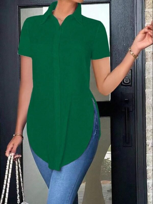 Summer Fashion Simple Polo Collar Women's Shirt - Image 8